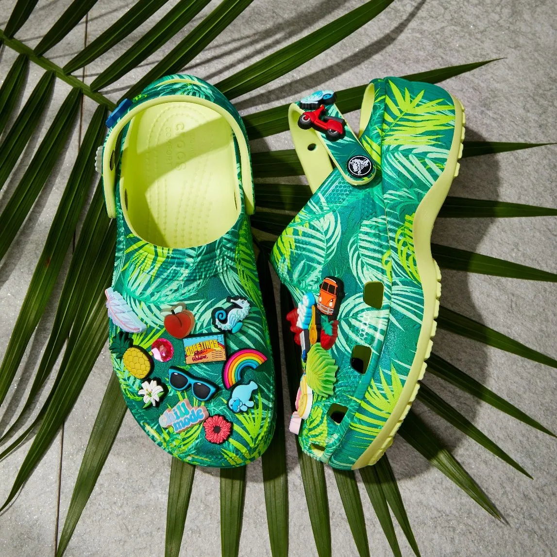 Tropical print hot sale crocs